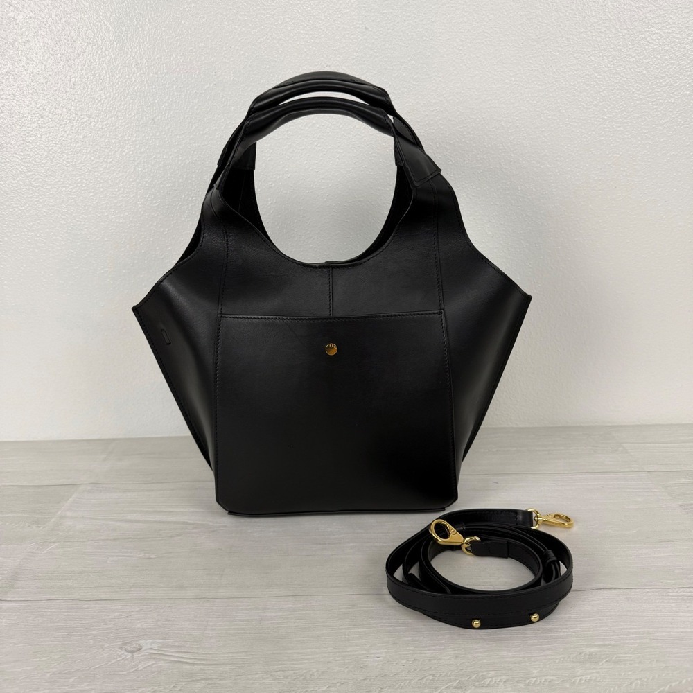 RSVP Paris Parachute Mini Handbag Black Smooth Calfskin Leather Shoulder Bag